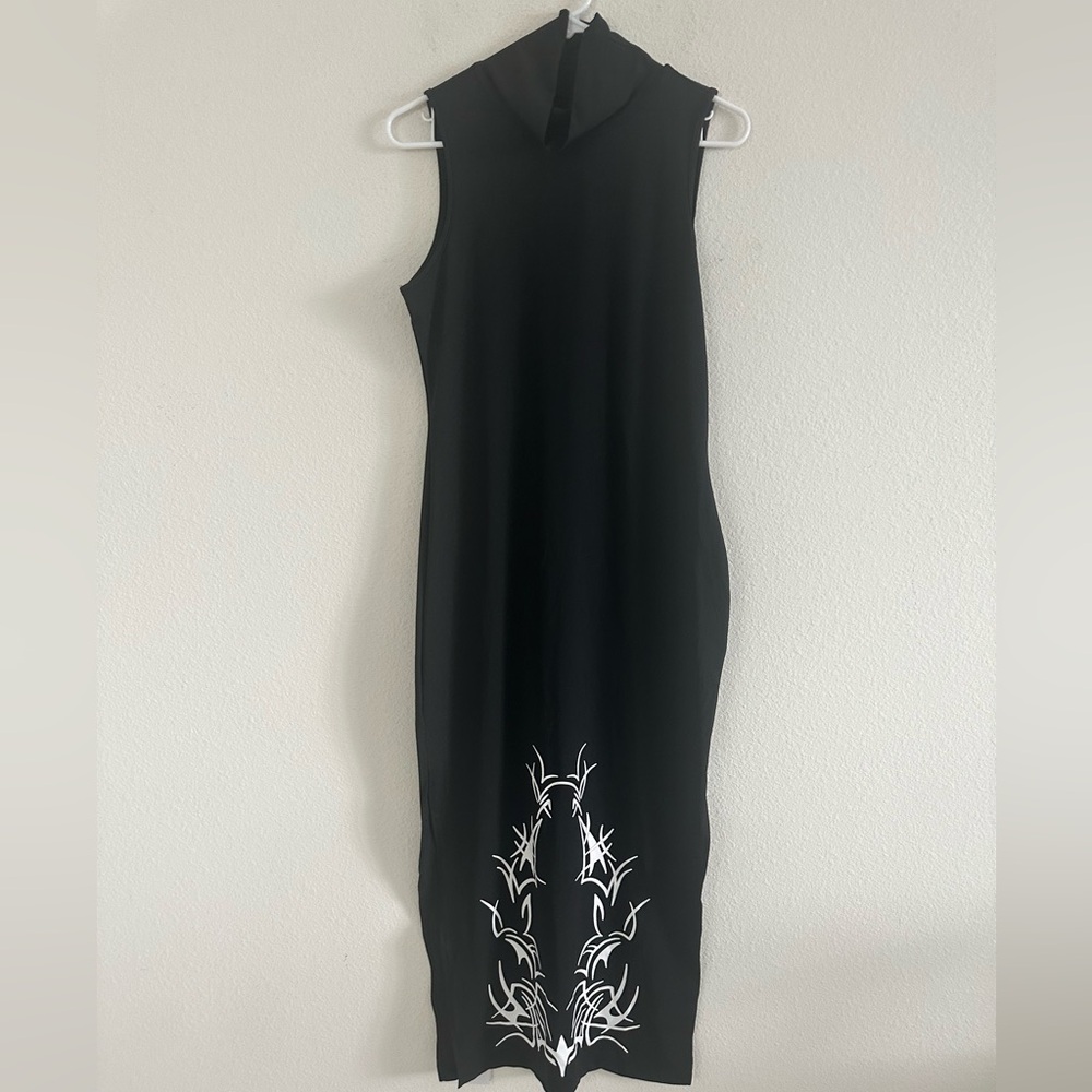ROMWE Long Turtleneck Slit Dress